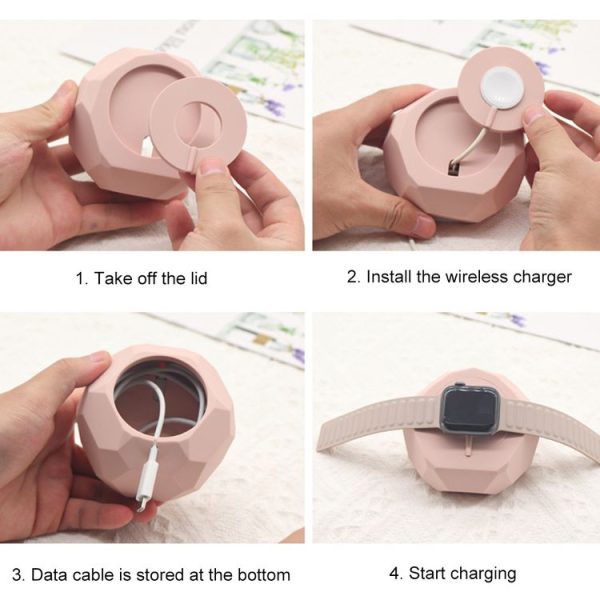Diamond-shaped 2 in 1 Wireless Charging Silicone Base (Pink) - Image 6