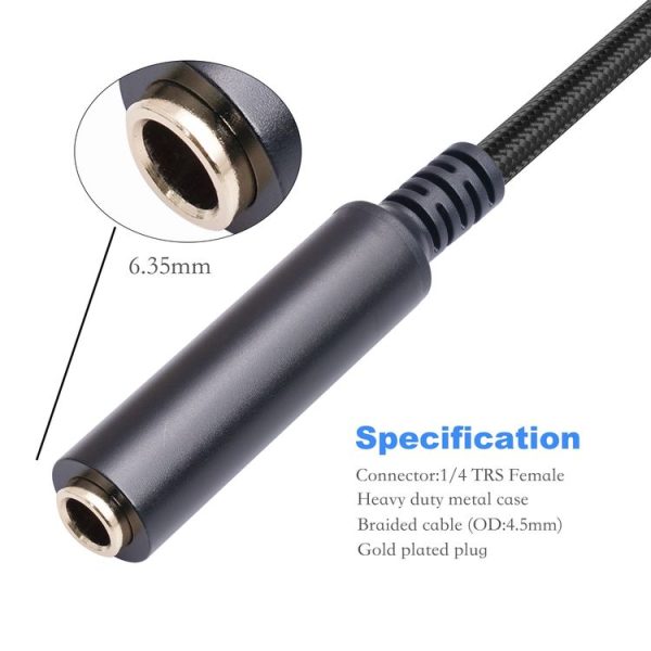 0.3m 6.35mm Female to XLR Female Microphone Audio Conversion Cable - Image 3