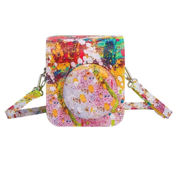 FUJIFILM instax mini 12 Painted Full Body Leather Case Camera Bag with Strap (Abstract Painting)