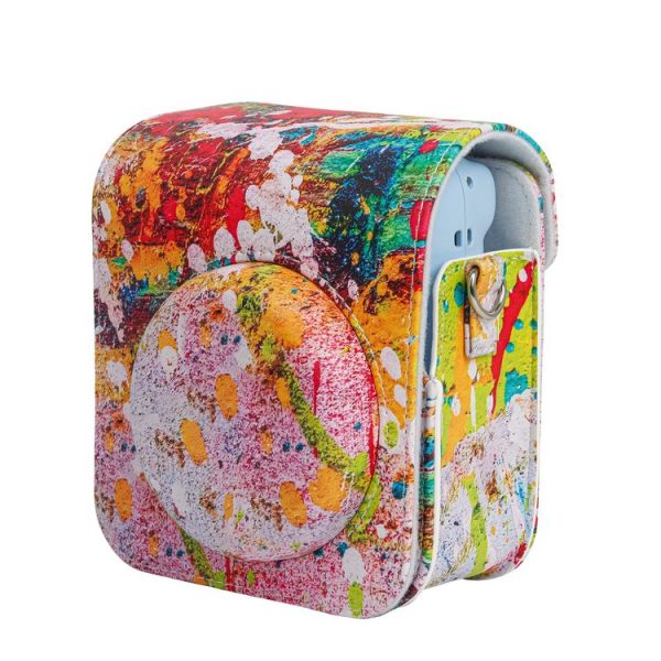 FUJIFILM instax mini 12 Painted Full Body Leather Case Camera Bag with Strap (Abstract Painting) - Image 4