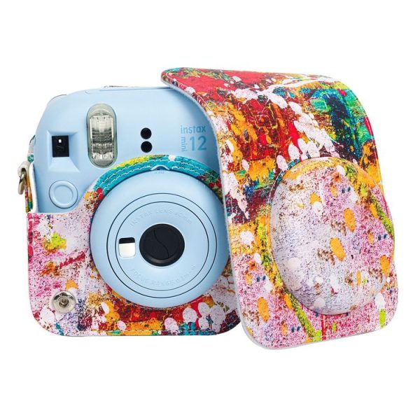 FUJIFILM instax mini 12 Painted Full Body Leather Case Camera Bag with Strap (Abstract Painting) - Image 6