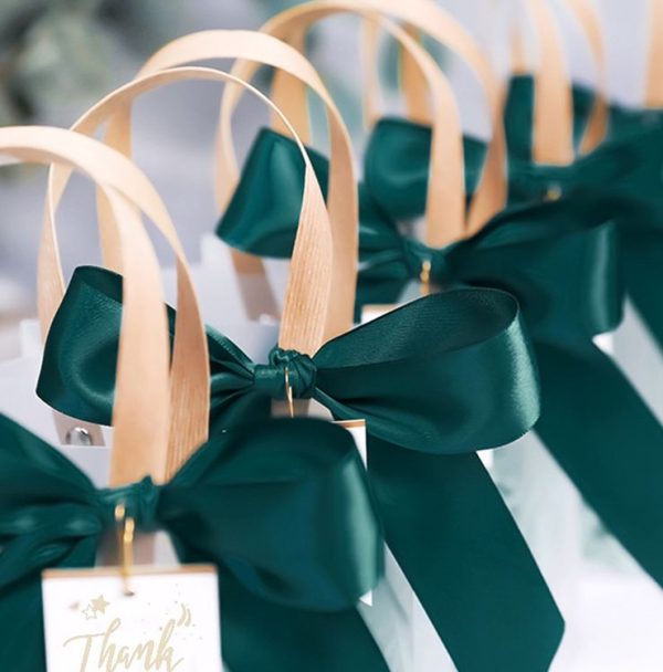 Gift Bag Transparent Packaging Bag, Green Ribbon+Hanging Tag+Lafite Grass, Size: L - Image 3