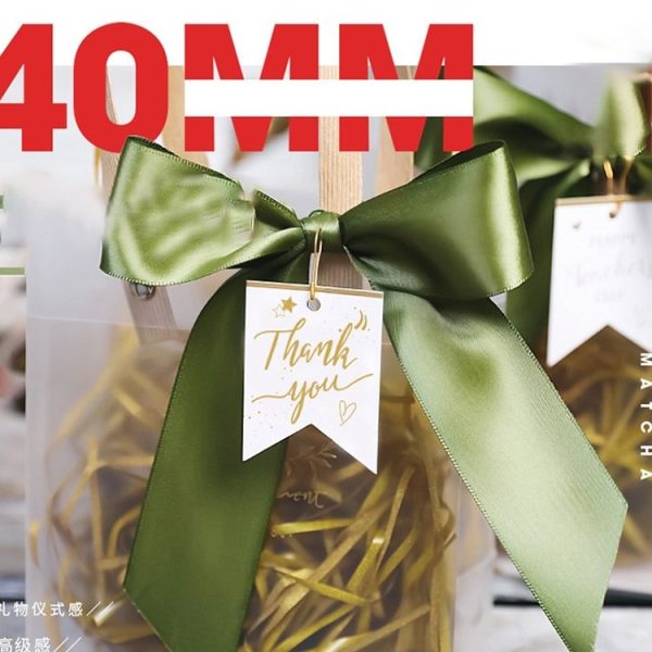 Gift Bag Transparent Packaging Bag, Green Ribbon+Hanging Tag+Lafite Grass, Size: L - Image 5