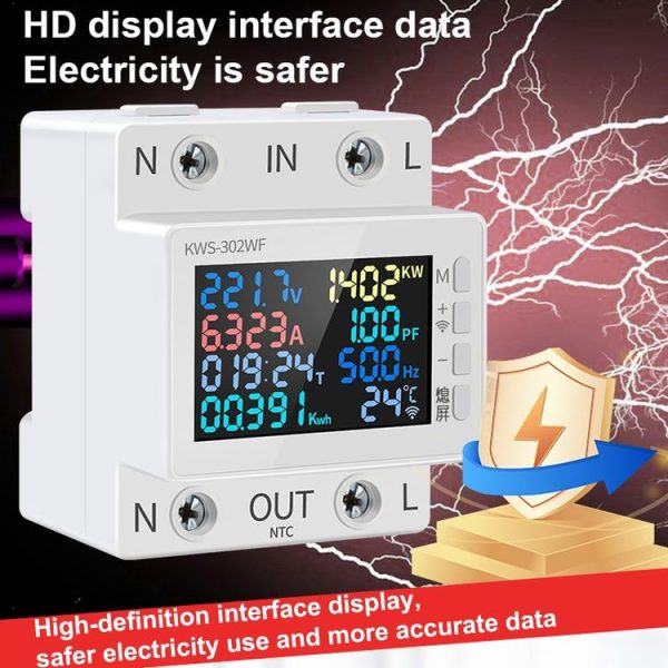 KWS-302WF 170-270V Multifunctional AC Digital Display Rail Voltage and Current Monitoring Meter - Image 5