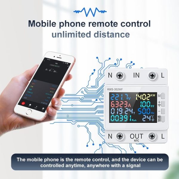 KWS-302WF 170-270V Multifunctional AC Digital Display Rail Voltage and Current Monitoring Meter - Image 6