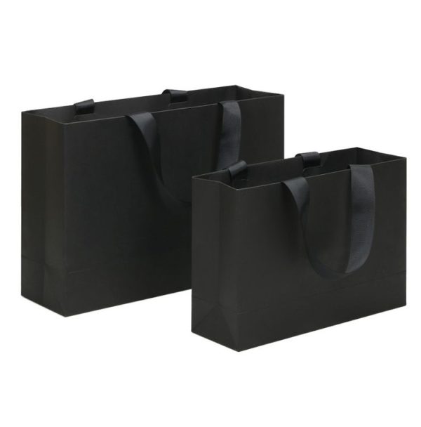 Black Shopping Kraft Paper Bag Handbag, Size: S