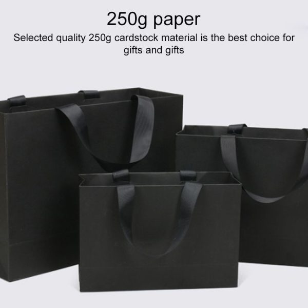 Black Shopping Kraft Paper Bag Handbag, Size: S - Image 2