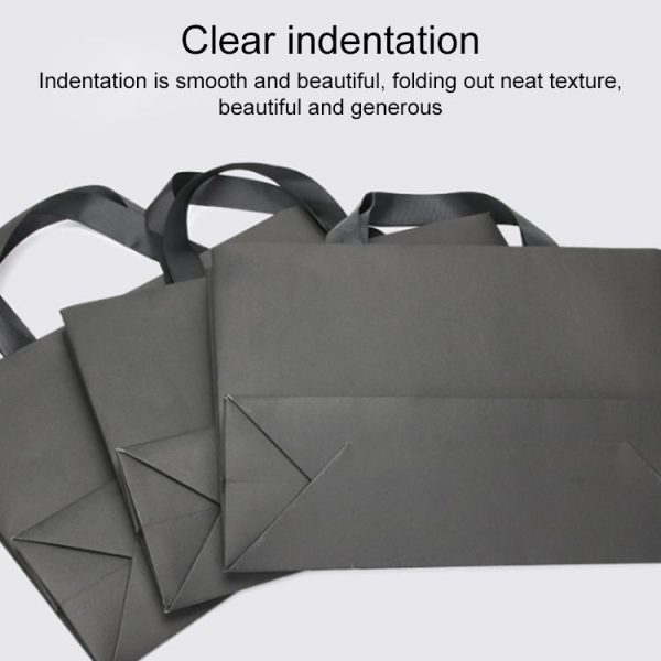 Black Shopping Kraft Paper Bag Handbag, Size: S - Image 3