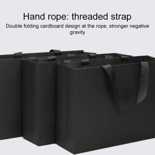 Black Shopping Kraft Paper Bag Handbag, Size: S - Image 5