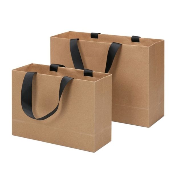 Buff Shopping Kraft Paper Bag Handbag, Size: S
