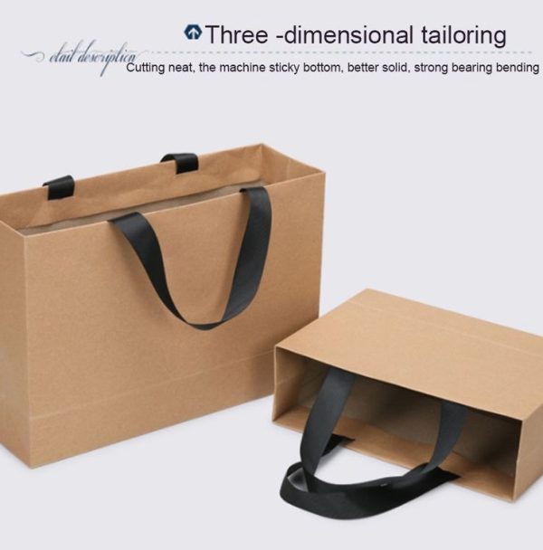 Buff Shopping Kraft Paper Bag Handbag, Size: S - Image 4