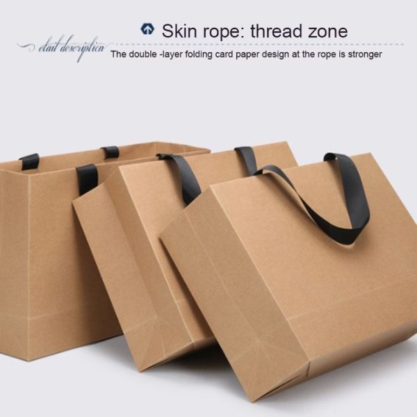Buff Shopping Kraft Paper Bag Handbag, Size: S - Image 5