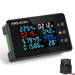 KWS-AC301L-100A 50-300V AC Switching Digital Display Current Voltmeter with 485 Communication (Black)