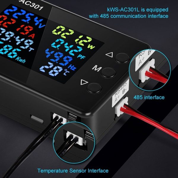 KWS-AC301L-100A 50-300V AC Switching Digital Display Current Voltmeter with 485 Communication (Black) - Image 9
