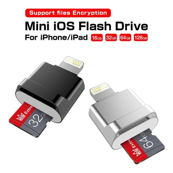 MicroDrive 8pin To TF Card Adapter Mini iPhone & iPad TF Card Reader, Capacity: 128GB (Silver) - Image 11