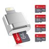 MicroDrive 8pin To TF Card Adapter Mini iPhone & iPad TF Card Reader, Capacity: 128GB (Silver) - Image 2