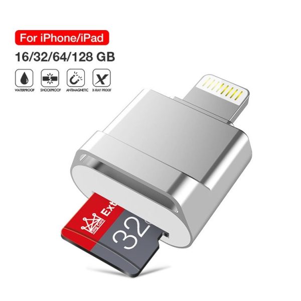 MicroDrive 8pin To TF Card Adapter Mini iPhone & iPad TF Card Reader, Capacity: 128GB (Silver) - Image 6