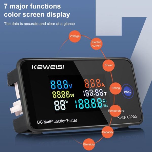 KWS-DC200-50A 8-120V DC Digital Display Voltage Current Watch with Shunt (Black) - Image 5