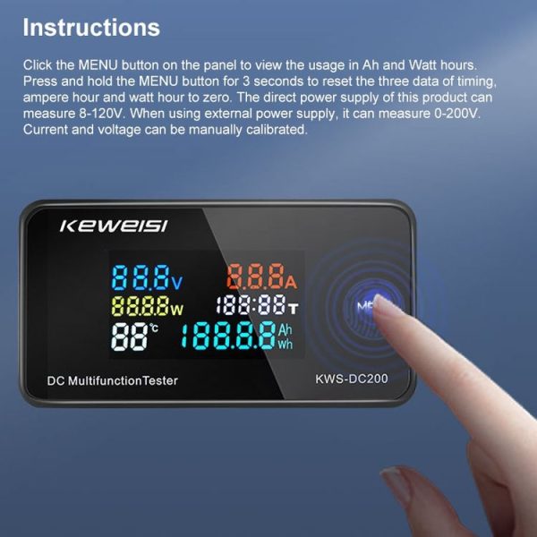 KWS-DC200-100A 8-120V DC Digital Display Voltage Current Watch with Shunt (Black) - Image 7
