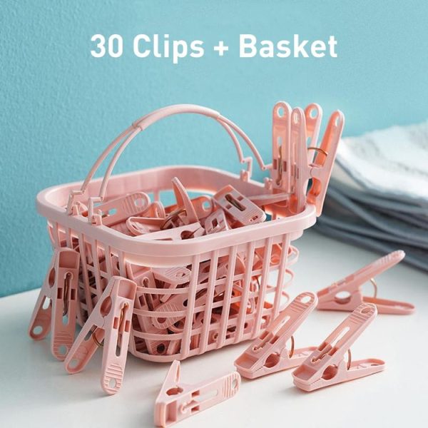 Multifunctional Clothespin Household Plastic Basket Sock Clip 30 / Box Random Color - Image 2