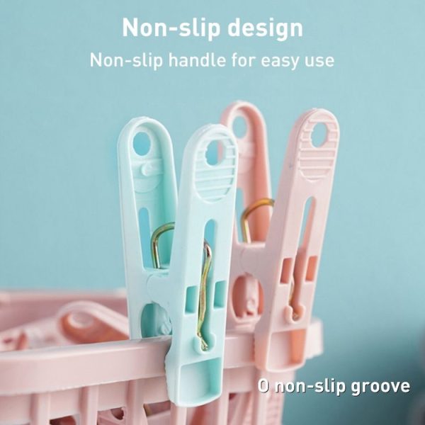 Multifunctional Clothespin Household Plastic Basket Sock Clip 30 / Box Random Color - Image 4