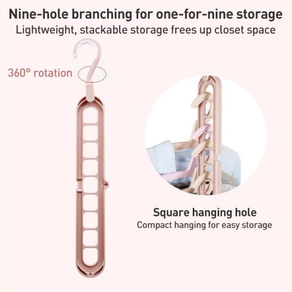 Multifunctional Magic Nine-hole Clothes Hanger Random Color - Image 3