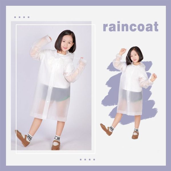 Non-disposable Frosted Thickened Children EVA Raincoat (Transparent) - Image 2
