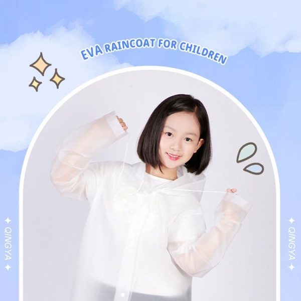 Non-disposable Frosted Thickened Children EVA Raincoat (Transparent) - Image 3