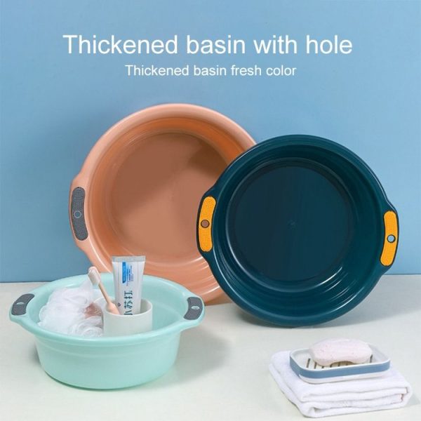 Household Hanging Thickened Double-ear Anti-slip Wash Basin Random Color Small - Image 2