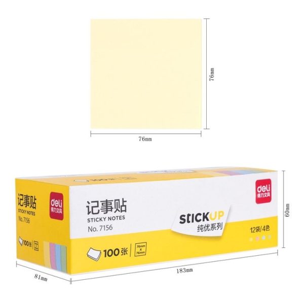 Deli 7156 Sticky Notes Colorful Note Label Paper, Specification: 100 Sheets (Random Color) - Image 2
