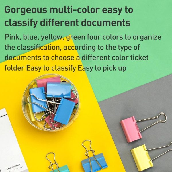 Deli 8556ES 60pcs / Box Colorful Binder Clip Bill Clip Dovetail Clip Metal Iron Bill Clip - Image 4