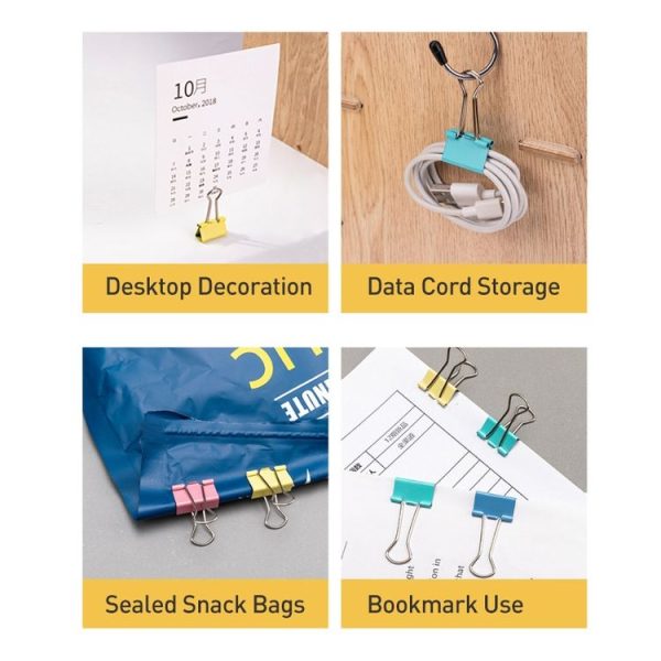 Deli 8556ES 60pcs / Box Colorful Binder Clip Bill Clip Dovetail Clip Metal Iron Bill Clip - Image 5