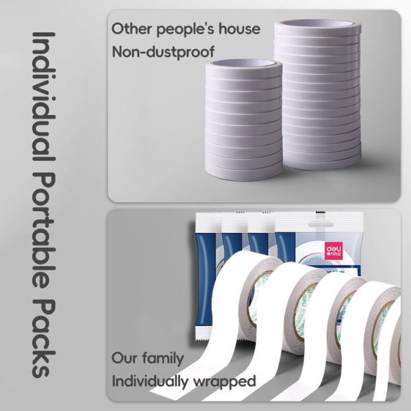 2 Volumes Deli High Adhesive Double Faced Adhesive Strong Dual Sided Tape, Size: 9mm - Image 4