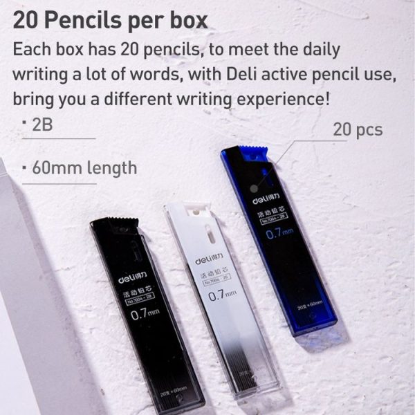Deli 7003 0.5mm Movable Lead 2B Automatic Pencil Refill - Image 4