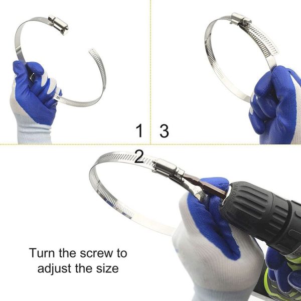 4 PCS Stainless Steel Hose Clamps Pipe Clip Fuel Line Clip, Size: 91-114mm - Image 5
