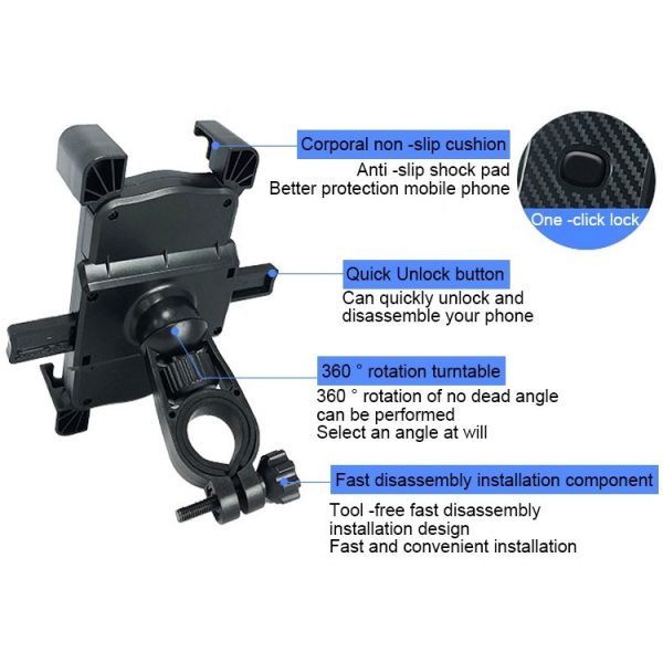 Mobile Phone Holder Navigation Bicycle Holder, Handlebar Model - Image 2