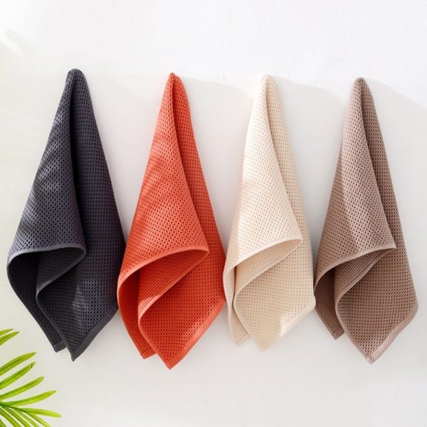 Honeycomb Cotton Towel, Size: 33 x 34cm (Red) - Image 3