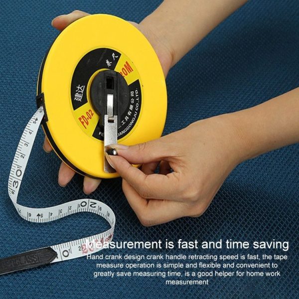 Jianda Fiber Leather Tape Measure Disc-shaped Hand-operated Soft Ruler Construction Site Measurement Ruler (50m) - Image 4