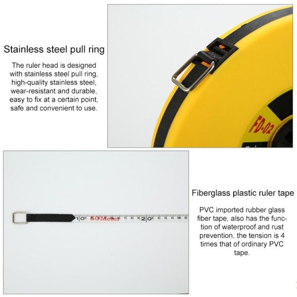 Jianda Fiber Leather Tape Measure Disc-shaped Hand-operated Soft Ruler Construction Site Measurement Ruler (50m) - Image 5