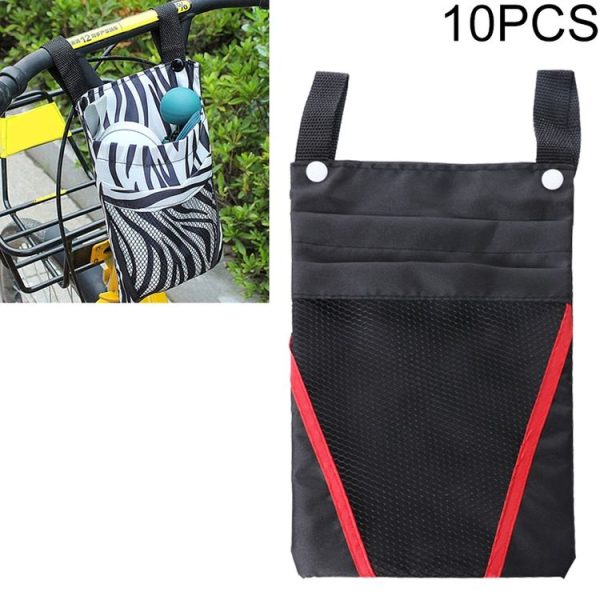 10 PCS Bicycle Phone Bag Hanging Basket Storage Bag Front Head Bag (Black Red)
