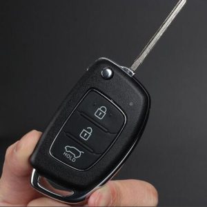 Hyundai 3-button Folding Car Key Shell with Silver Metal Edge