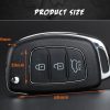 Hyundai 3-button Folding Car Key Shell with Silver Metal Edge - Image 2