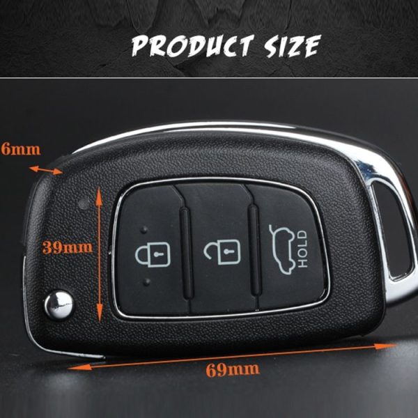 Hyundai 3-button Folding Car Key Shell with Silver Metal Edge - Image 2