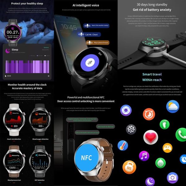GT4 Smart Bracelet 1.53 inch Smart Watch, Support Bluetooth Call / NFC / Heart Rate (Black) - Image 8