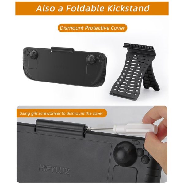 Steam Deck Hifylux 3 in 1 Gaming Console Protector Guard Monitor Cover Sun Hood Kickstand Holder Mount (Black) - Image 9