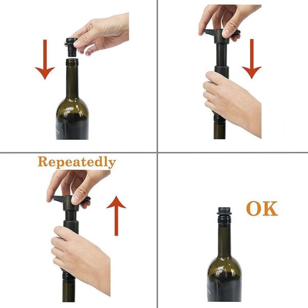 Red Wine Vacuum Pump Freshener Silicone Wine Stopper Set, Specification: Black Pump 4-stopper Box - Image 5