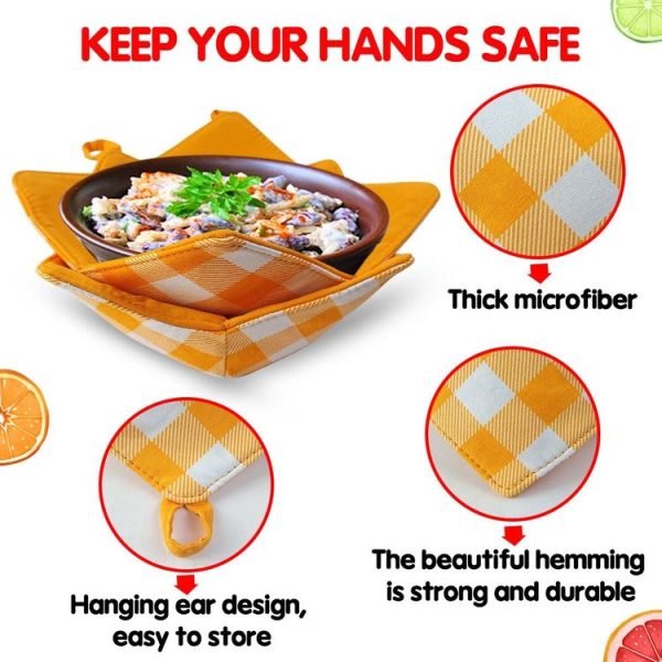 Microwave Oven Anti-scalding Multifunctional Bowl Mat Washable (Orange) - Image 3