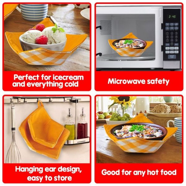 Microwave Oven Anti-scalding Multifunctional Bowl Mat Washable (Orange) - Image 4