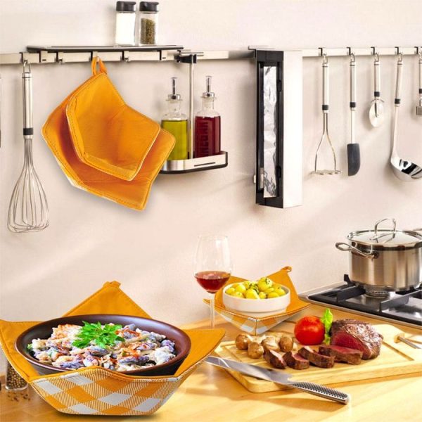 Microwave Oven Anti-scalding Multifunctional Bowl Mat Washable (Orange) - Image 5