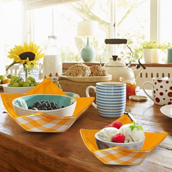 Microwave Oven Anti-scalding Multifunctional Bowl Mat Washable (Orange) - Image 6